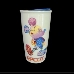 Starbucks Epcot Mickey Traveler Tumbler Double Wall Ceramic 12oz New